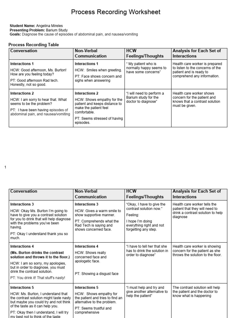 Process recording form template angelina mireles pdf