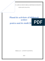 Planul de Activitate Al Bibliotecii 2023-2024