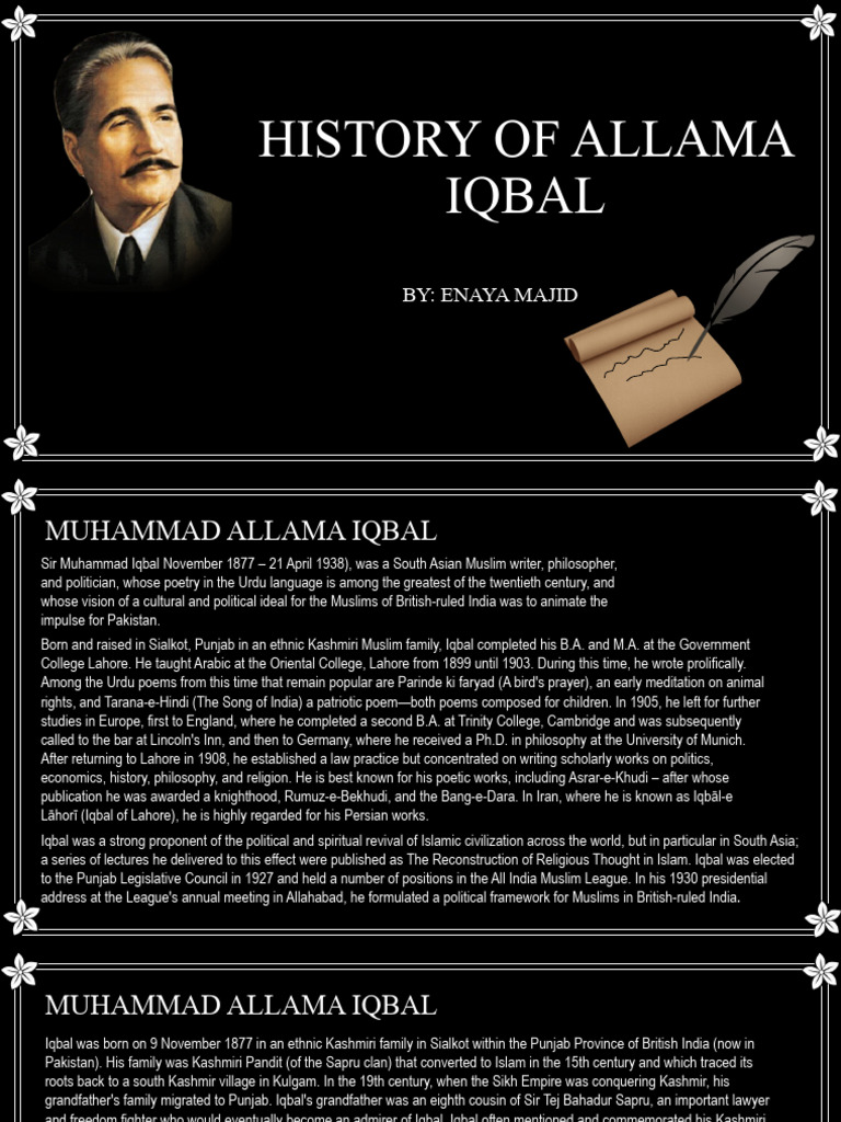 History of Allama Iqbal | PDF | Religion &amp; Spirituality | Poetry