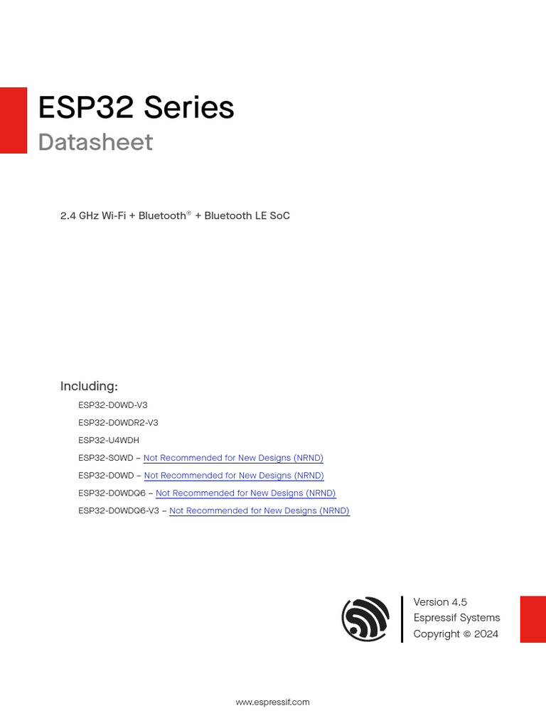 ESP32 Datasheet | PDF | Bluetooth | Input/Output