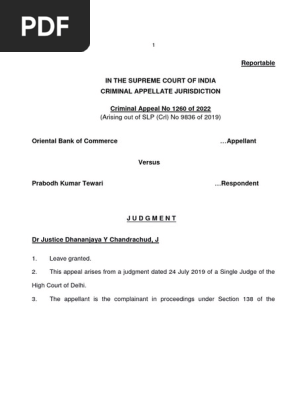Oriental Bank of Commerce vs Prabodh Kumar Tewari Supreme Court of India