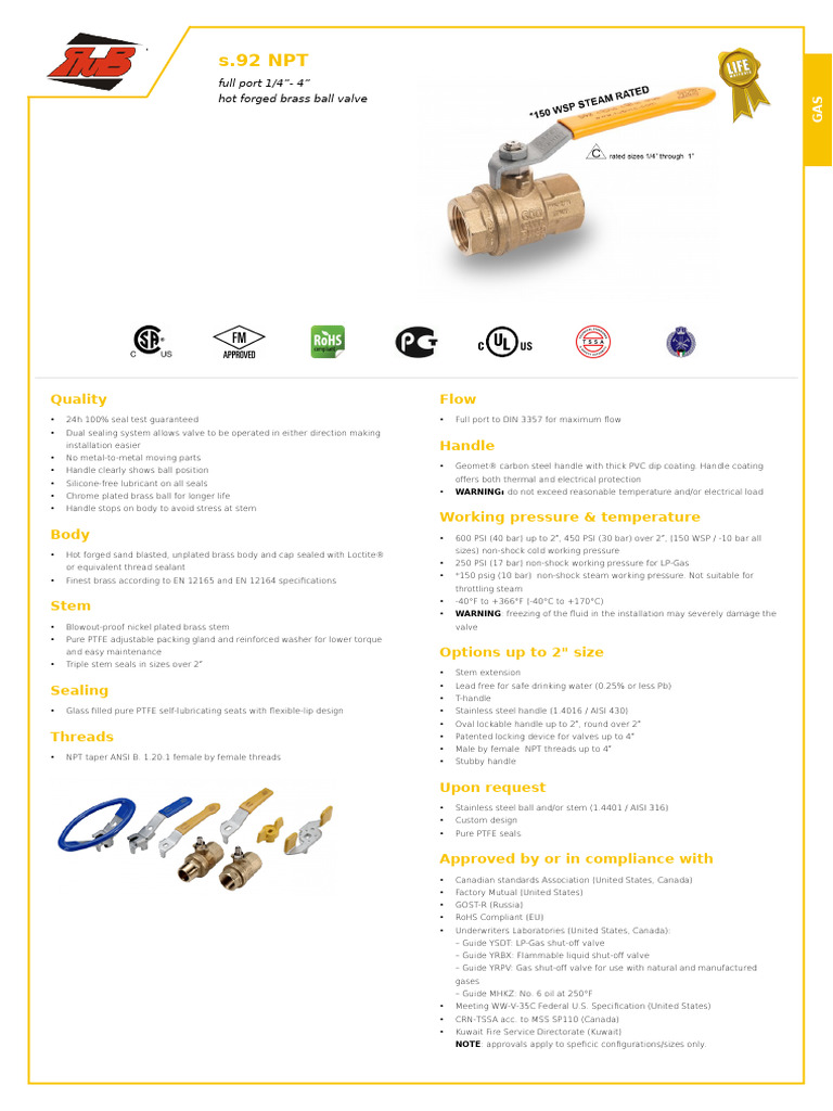 s.92. FT. VALV - BOLA X 600 CWP BONOMI - GLP | PDF | Valve | Materials