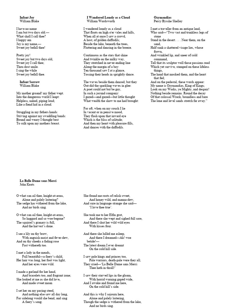 Romanticism Poems | PDF | Poetry