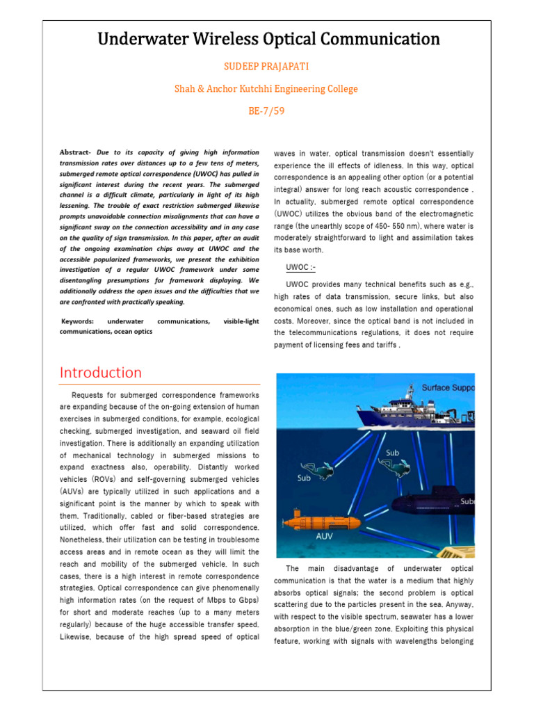Underwater Optical Communication Analysis | PDF | Optics ...