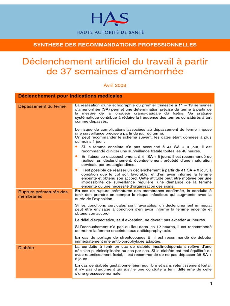 Déclenchement artificiel du travail à 37 SA | PDF | Grossesse ...