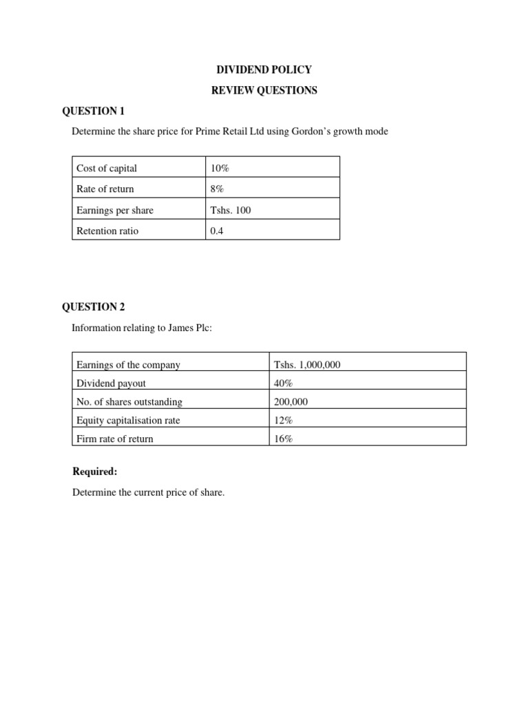 Dividend Policy Analysis and Calculations | PDF | Dividend | Stocks