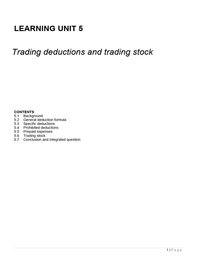 Trading Deductions and Stock Explained | PDF | Expense | Tax Deduction