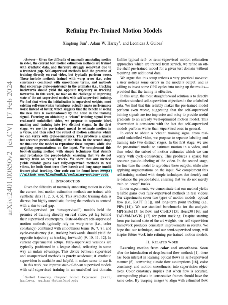Enhancing Motion Models with Self-Supervision | PDF | Image ...