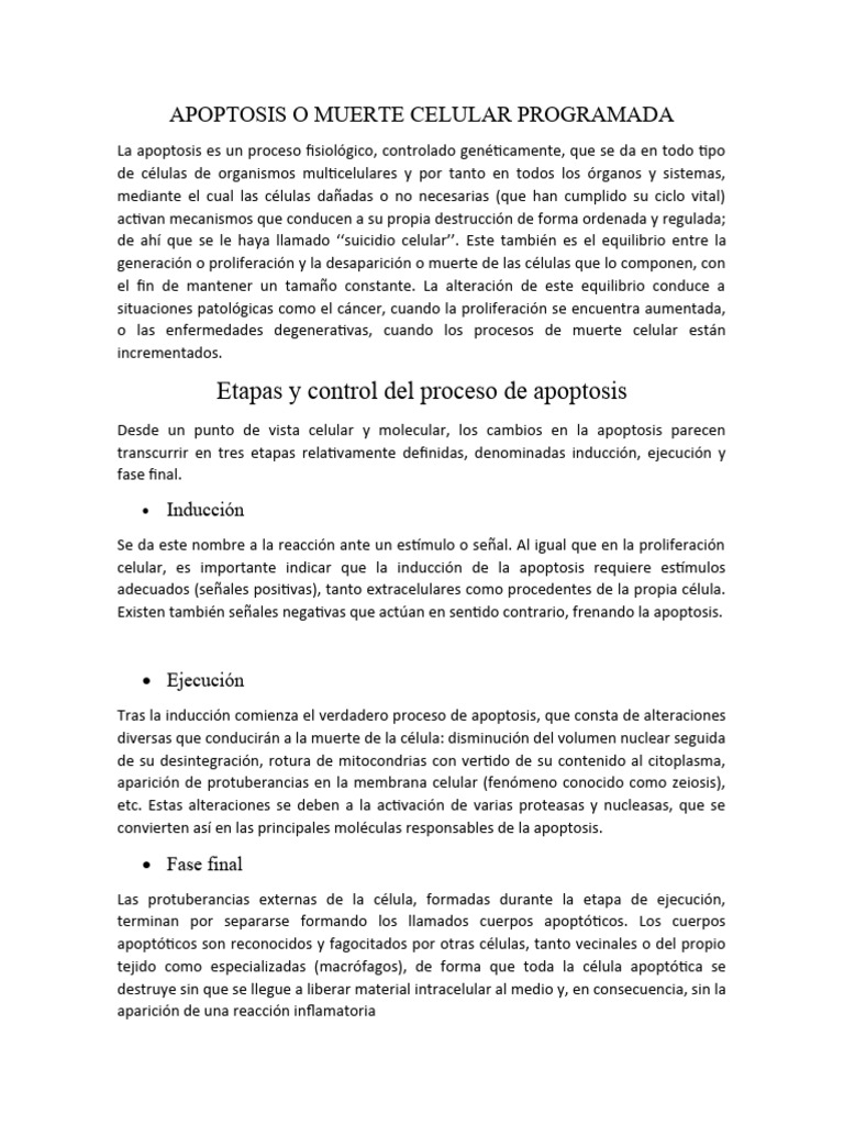 Exposicion Apoptosis o Muerte Celular Programada | Descargar gratis PDF ...