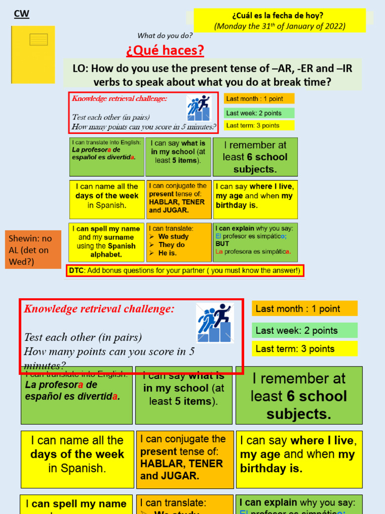 Qué Haces - PRESENT TENSE AR ER IR Mon 31 Jan Pp. | PDF | Language ...