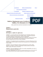 Bolivia - Reglamento para Gestión de Residuos Sólidos, 8 de Diciembre de 1995