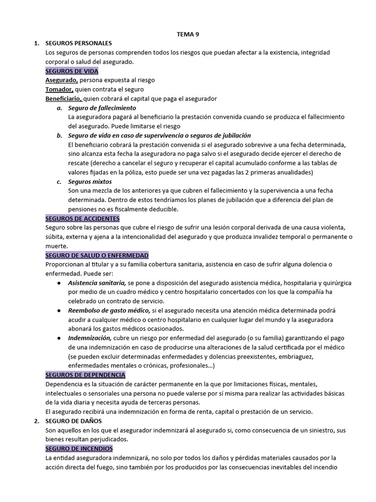 Tipos de Seguros y Coberturas | PDF | Seguro | Póliza de seguros