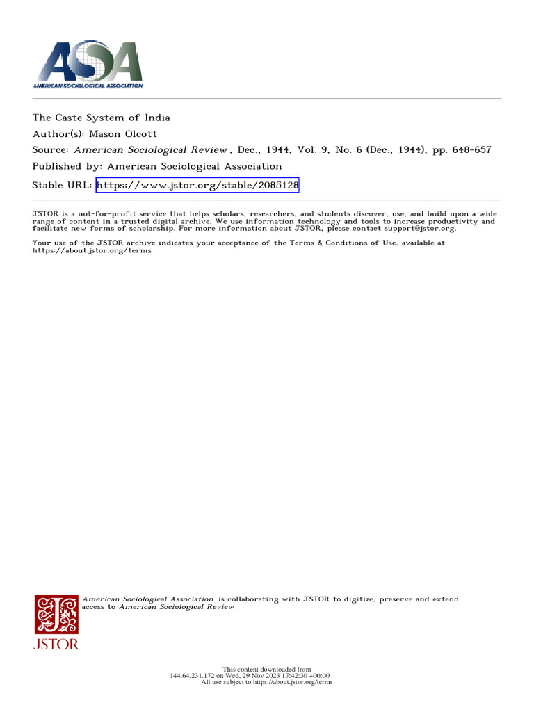 The Caste System of India | Download Free PDF | Caste | Dalit