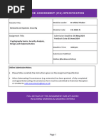 In-Course Assessment (Ica) Specification: DR Vishal Thakor