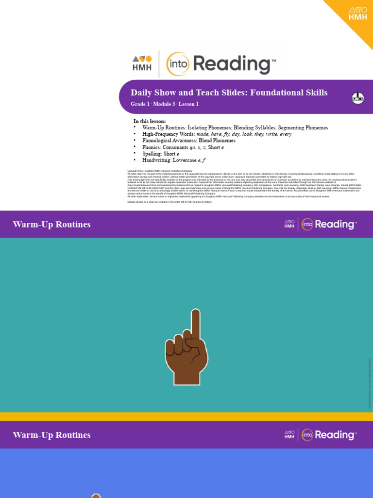 Daily Show and Teach Slides: Foundational Skills: Grade 1 Lesson 1 ...