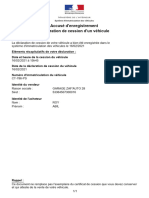 Déclaration de Cession D'un Véhicule Accusé D'enregistrement