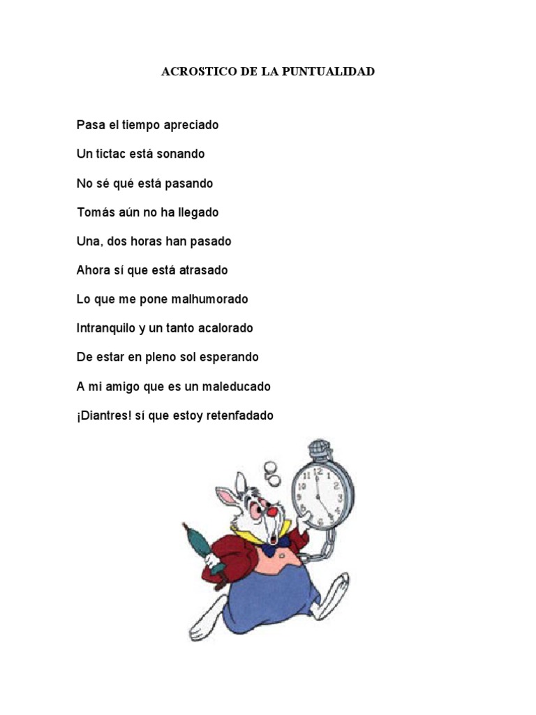 Acrostico De La Puntualidad Ocio Deportes