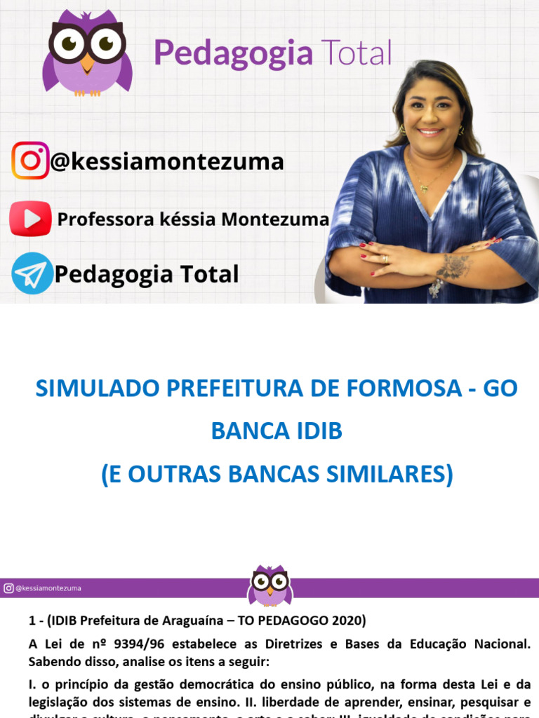 Simulado IDIB: Educação Infantil e Pedagogia | PDF | Alfabetização ...