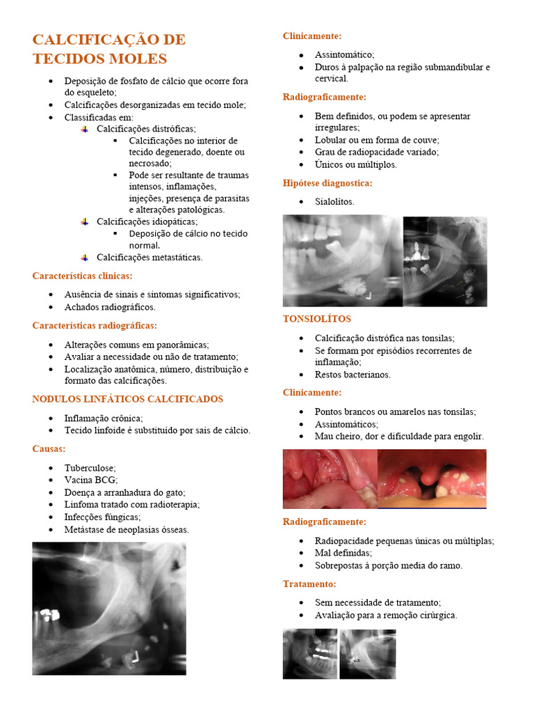 Calcificação de Tecidos Moles: Tipos e Diagnóstico | PDF | Medicina ...