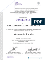 Certificate For JOSE ALEJANDRO ALDRETE MONRROY For - Interés Superior de La Niñez