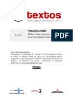 El Discurso Sobre Los Textos y El Conocimiento Textual (Teberosky, Et Al., 2006)