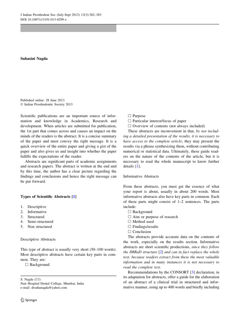 TIPS For Writing Abstracts | PDF | Abstract (Summary) | Clinical Trial