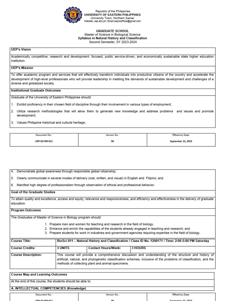 GS Natural History and Classification Syllabus | PDF | Taxonomy ...
