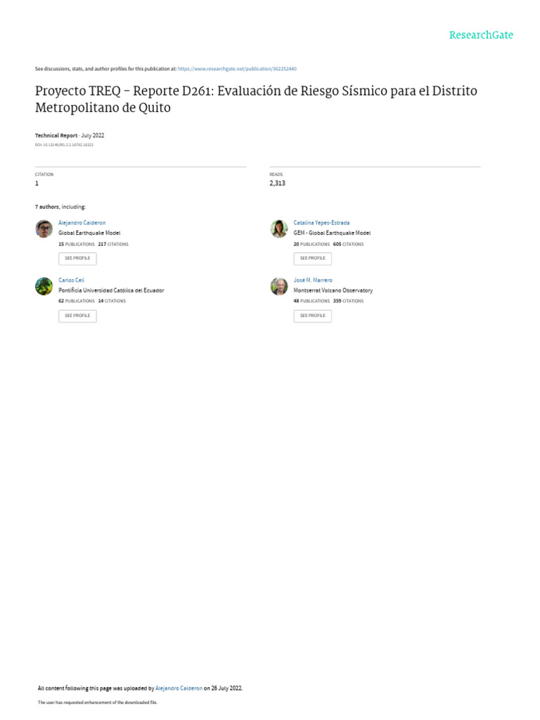 Treq D261 Riesgo Sismico Quito V1 0 Pdf Riesgo Falla Geología