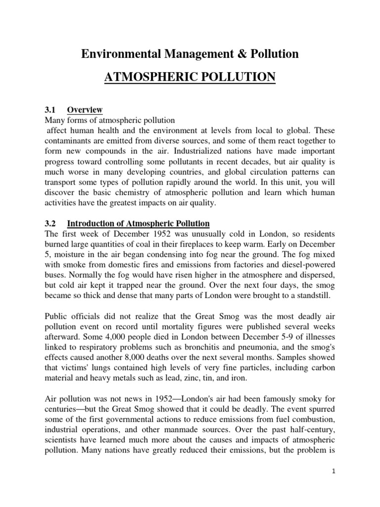 Atmospheric Pollution Overview and Impact | PDF | N Ox | Air Pollution