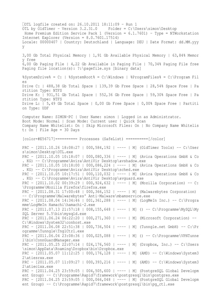 OTL Logfile Analysis Report | PDF | Plug In (Computing) | Internet Explorer