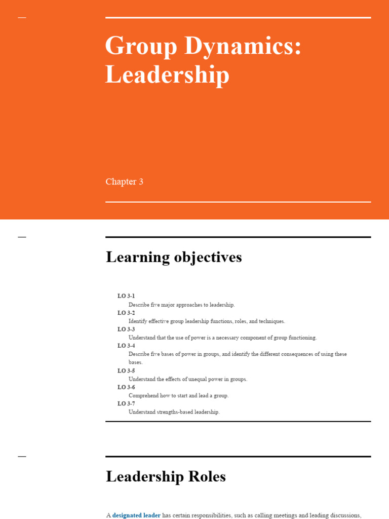 Group Dynamics - Leadership | PDF | Leadership | Power (Social And ...