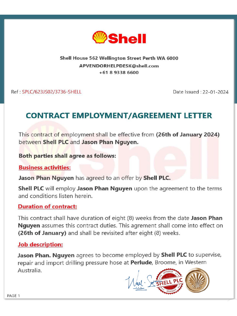 SHELL & MR. JASON PHAN NGUYEN CONTRACT AGREEMENT (Signed) | PDF
