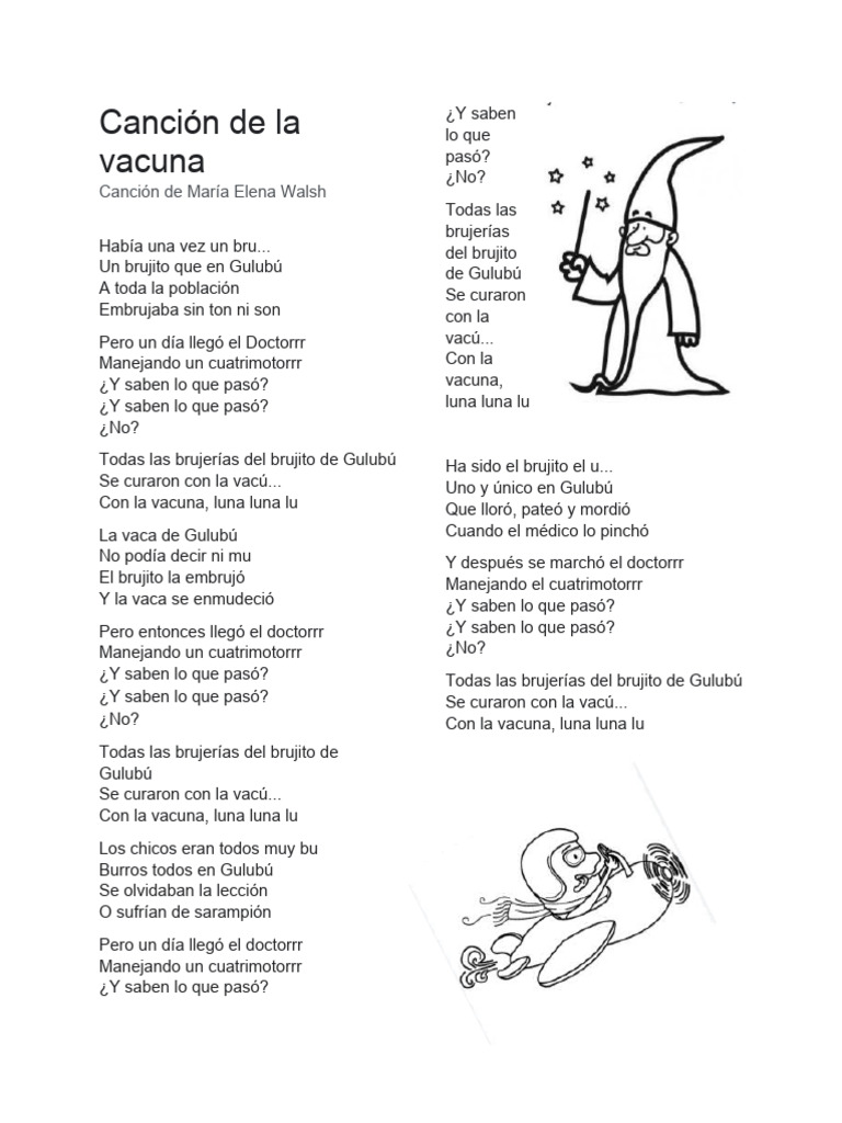 Canción de la Vacuna de María Elena Walsh | PDF