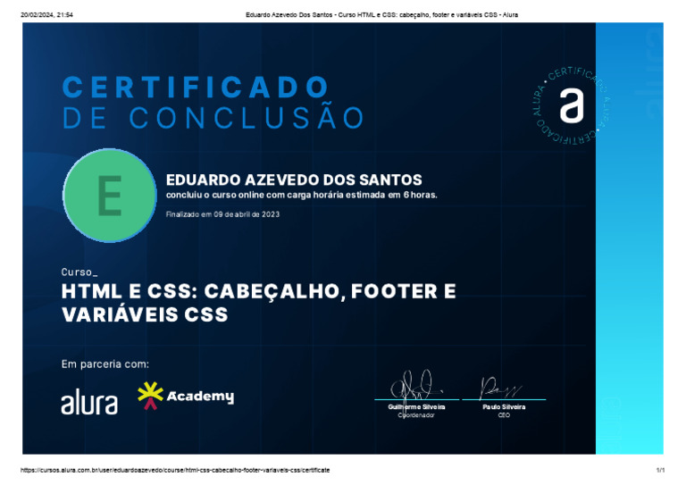 Eduardo Azevedo Dos Santos - Curso HTML e CSS - Cabeçalho, Footer e ...