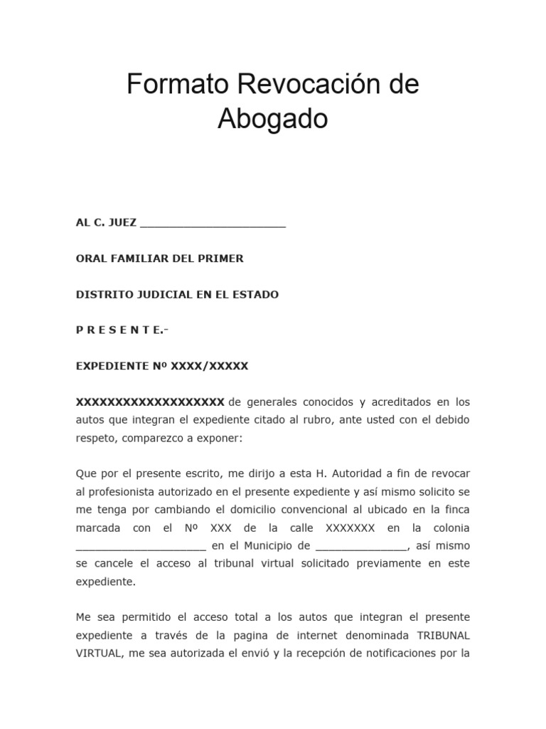 Formato de Revocación de Abogado | PDF | Política | Derecho