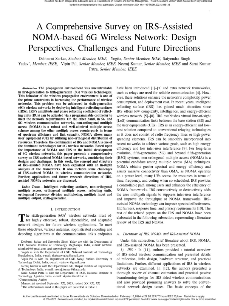 IRS-Assisted NOMA in 6G Networks | PDF | Channel Access Method ...