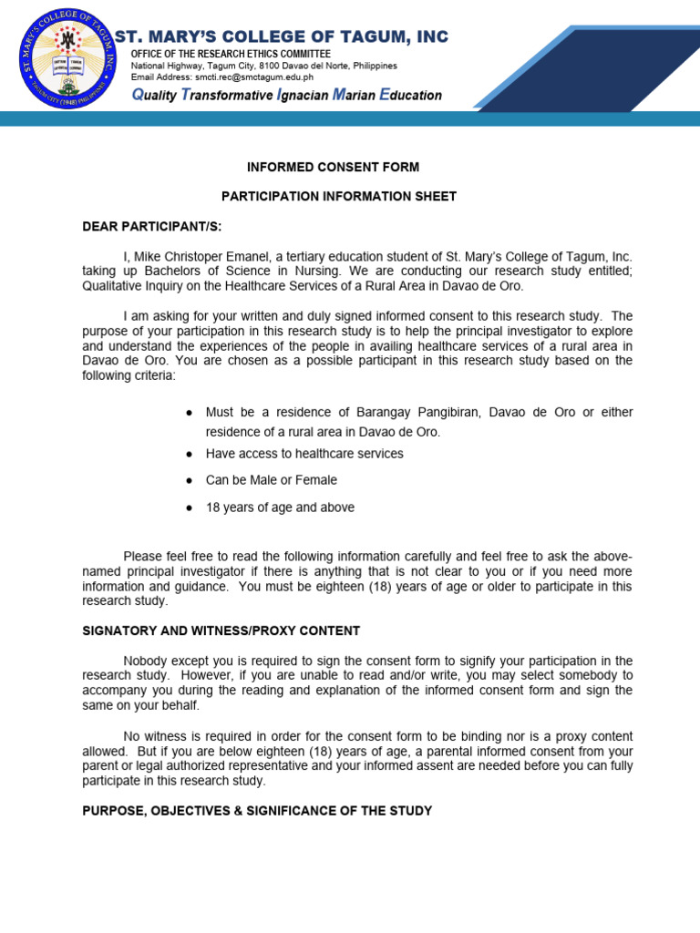 Informed Consent for Healthcare Study | PDF | Informed Consent | Privacy