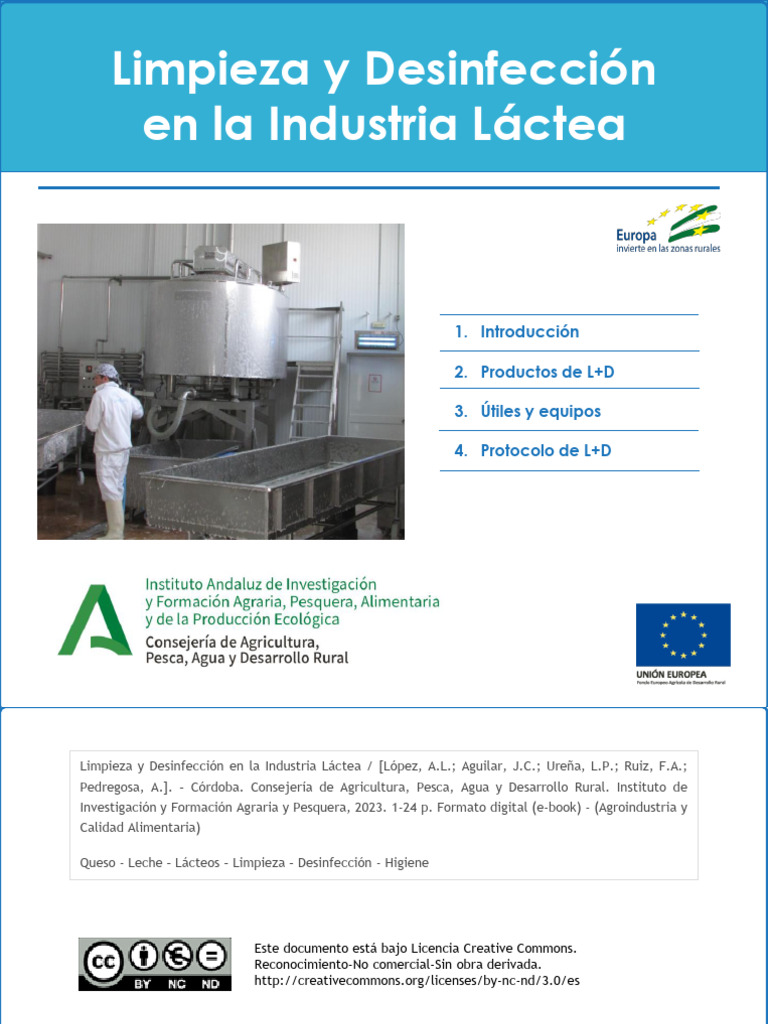 Limpieza y Desinfeccion en La Industria Lactea PDF Agua Leche