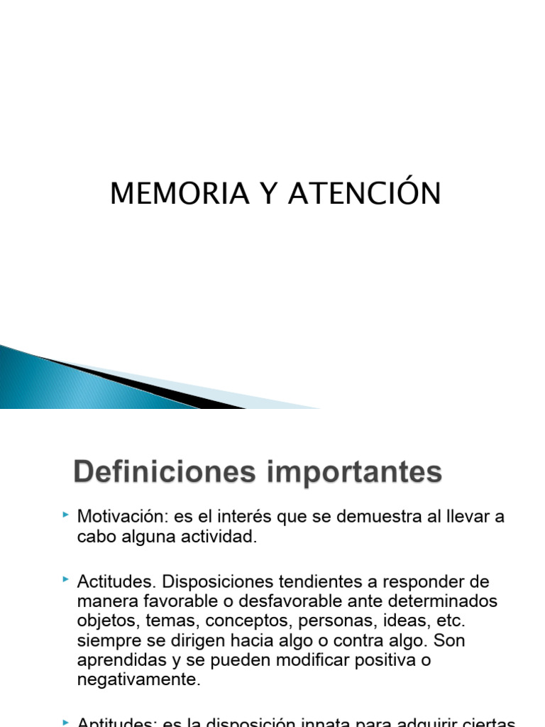 Memoria Y Atencion Pdf Memoria Aprendizaje