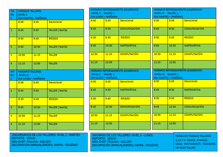 Horario Reforzamiento Academico 2024 | PDF | Estudios de idiomas ...