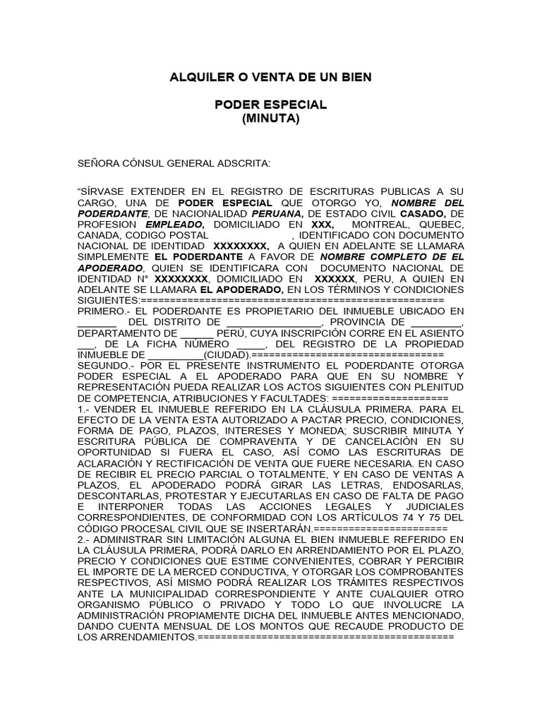 Poder Especial para Venta de Inmueble | PDF | Ley procesal | Gobierno