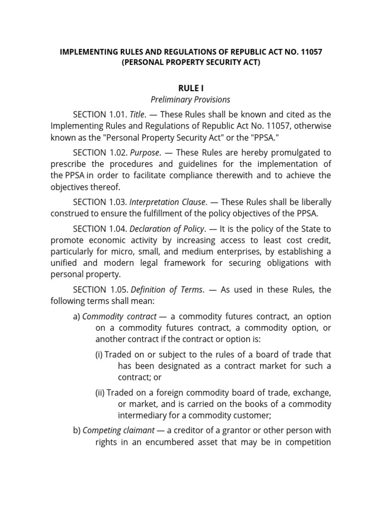 Implementing Rules of RA 11057 | PDF | Security Interest | Securities ...