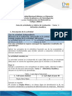 Guía de Actividades y Rúbrica de Evaluación - Unidad 1 - Tarea 1 - Aritmética Analítica