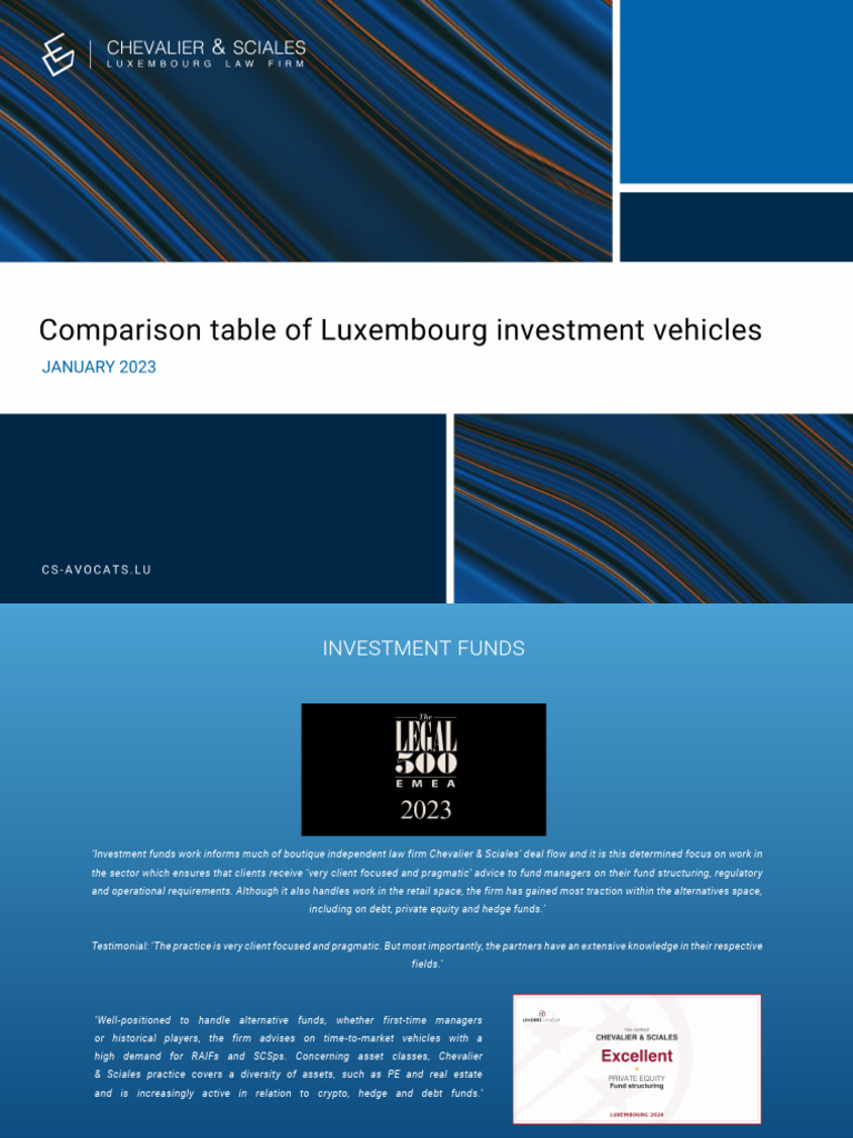 2023 Comparison Table of Luxembourg Investment Vehicles 1 | PDF ...