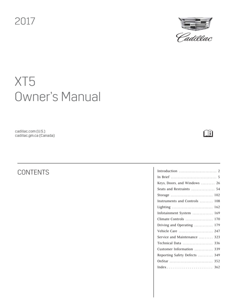 2017 CADILLAC XT5 OWNERS MANUAL PDF intelligence overview