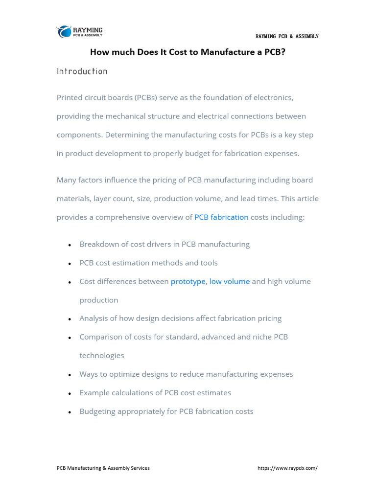 How Much Does It Cost To Manufacture A PCB PDF Printed Circuit