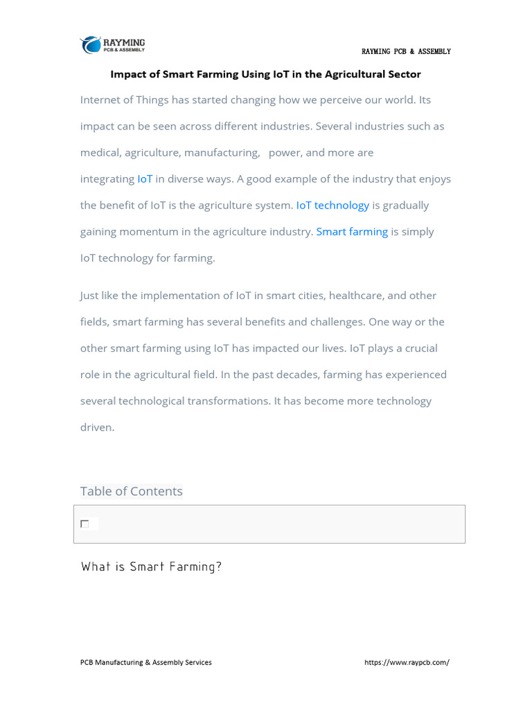 Smart Farming IoT Impact on Agriculture | PDF | Internet Of Things ...