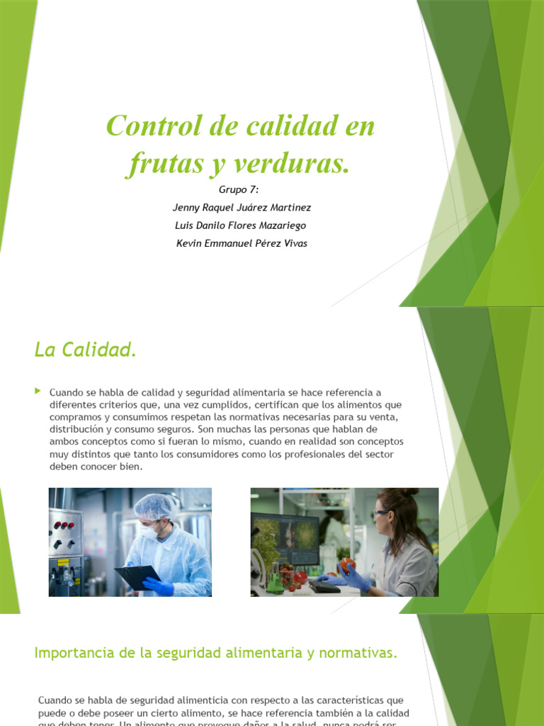 Control De Calidad En Frutas Y Verduras Expo Pdf Seguridad