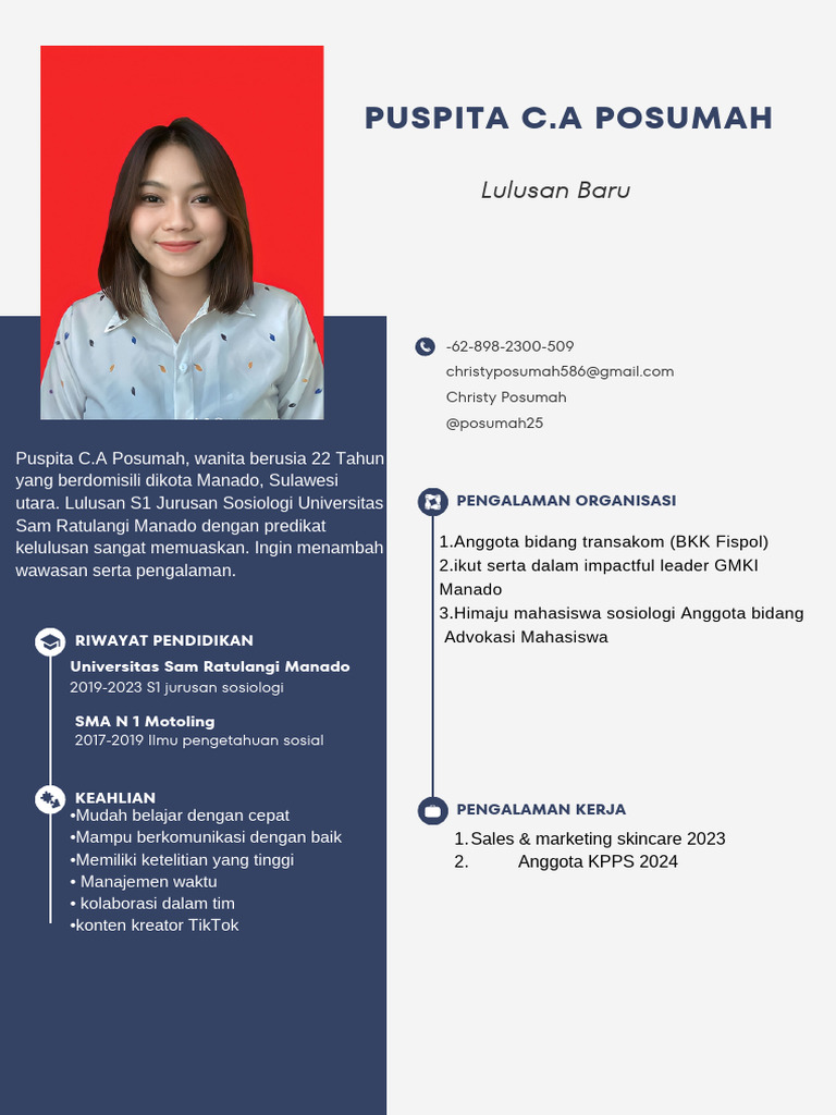 CV Lamaran Kerja Lulusan Baru Resume | PDF