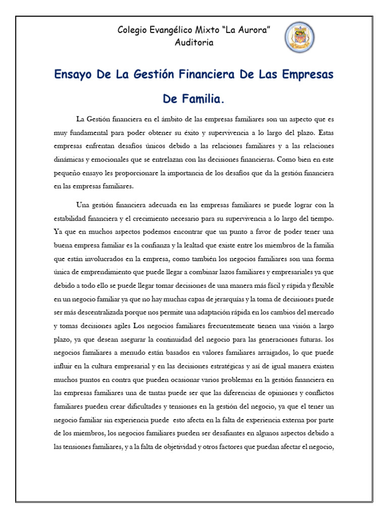 Gestión Financiera en Empresas Familiares | PDF | Business | Negocios ...